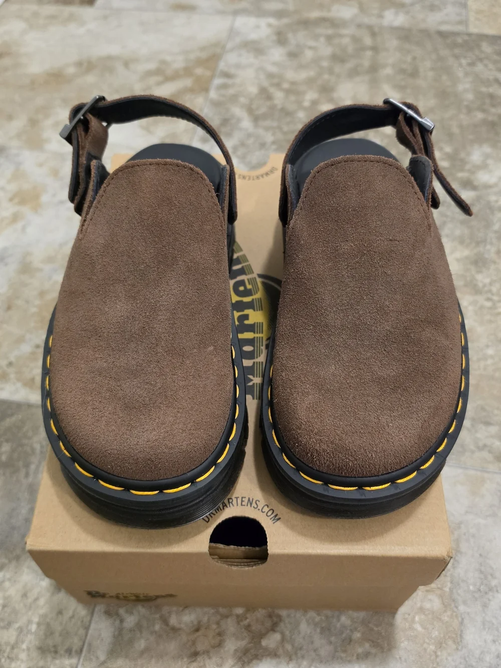Dr. Martens Zebzag Slingback Platform Mule / Dark Brown / W6 - Picture 2 of 7